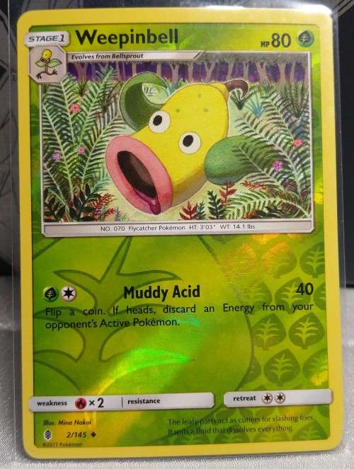 POKEMON CARDS - Weepinbell - 2/145 - Reverse Holo - Guardians Rising