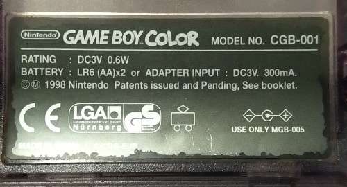 1998 NINTENDO GAME BOY COLOR - RARE TRANSPARENT ATOMIC PURPLE