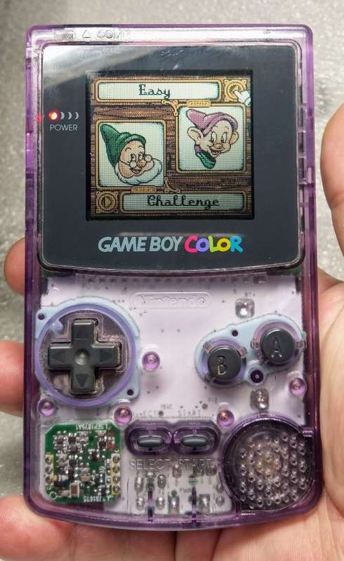 1998 - NINTENDO GAME BOY COLOR - RARE TRANSPARENT ATOMIC PURPLE GREAT COND + FREE GAME SNOW WHITE