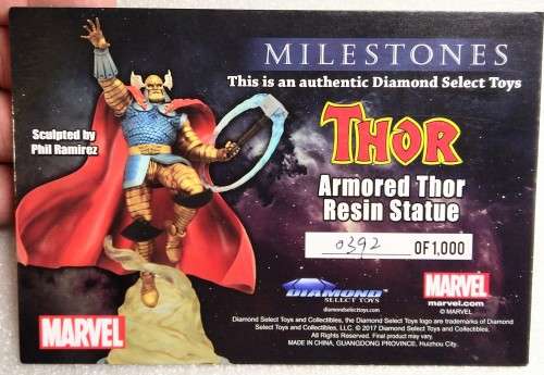 2019 DIAMOND SELECT - MARVEL MILESTONES - ARMORED THOR RESIN STATUE 53CM - 0392 OF 1000 ONLY