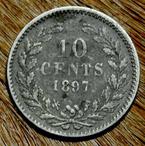 RARE 1897 SILVER NETHERLAND 10 CENT! STUNNING!