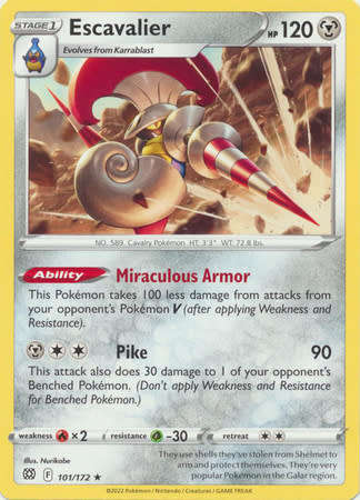 POKEMON TRADING CARDS - TCG - Escavalier - 101/172 - Rare - Brilliant Stars Singles