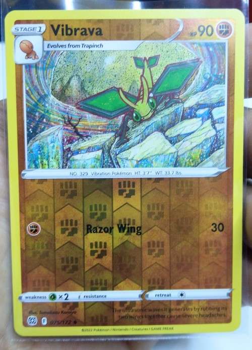 POKEMON TRADING CARDS - TCG - Vibrava - 75/172 - Reverse Holo - Brilliant Stars Singles