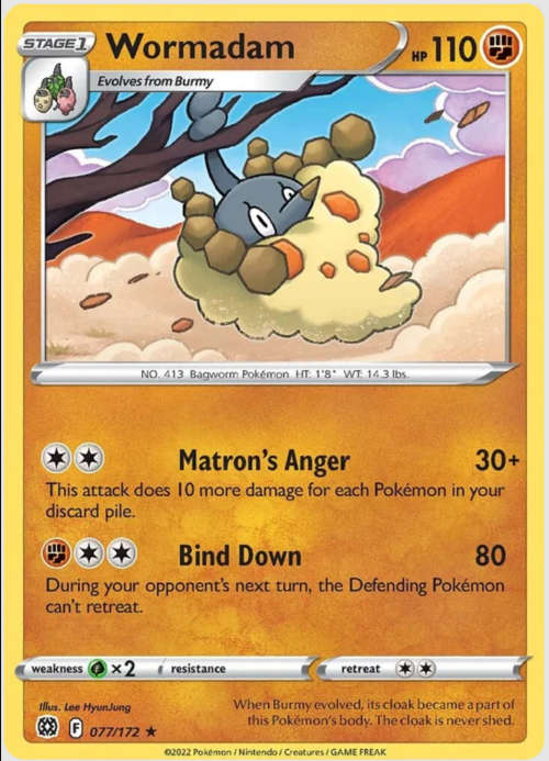POKEMON TRADING CARDS - TCG - Wormadam - 77/172 - Rare - Brilliant Stars Singles