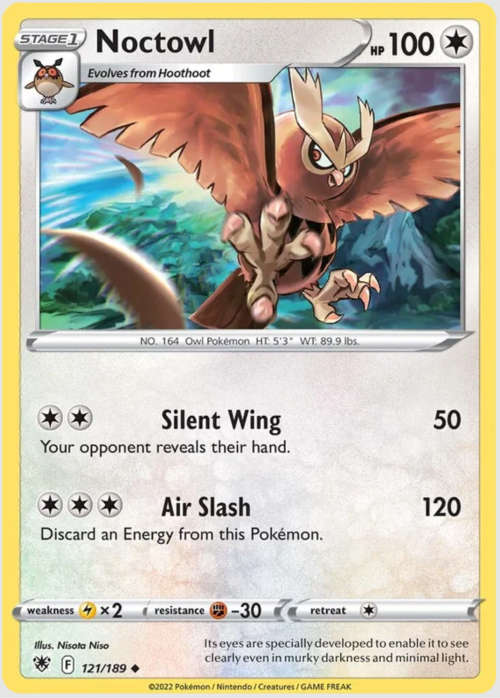 POKEMON TRADING CARDS - TCG - Noctowl - 121/189  - Astral Radiance Singles