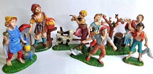 Retro Lot of Rare Italian Nativity Figures - Hard Plastic 10-13cm. Gorgeous!
