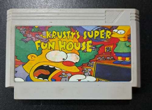 RETRO FAMICOM GAME CARTRIDGE - KRUSTY`S SUPER FUN HOUSE - SIMPSONS