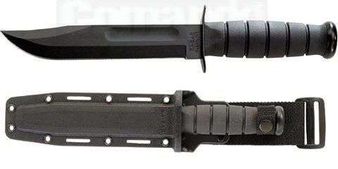KA-BAR 1211 Utility Knife Kraton Plain Black & 2 X  Kydex Sheath