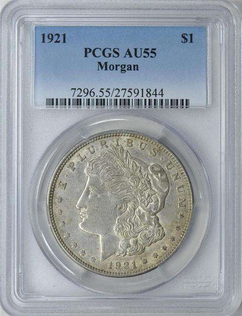 1921 MORGAN SILVER $1 DOLLAR ***LAST YEAR OF ISSUE*** STUNNING!!! ~PCGS GRADED AU55