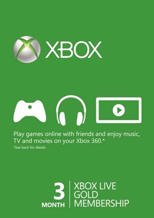 3 Month Xbox Live Gold Membership Card (Xbox One/360) Digital code