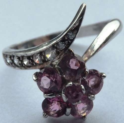 Pink Lab Sapphire Antique Silver Ring