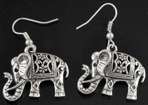Silver Elephant Earrings