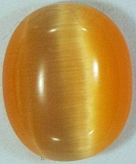 PEACH CATS EYE OVAL CABOCHON - 10x8mm - SOLD INDIVIDUALLY