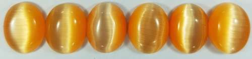 PEACH CATS EYE OVAL CABOCHON - 10x8mm - SOLD INDIVIDUALLY