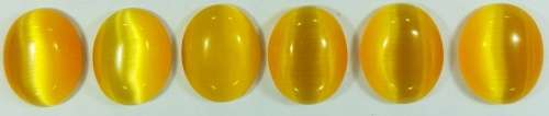 ORANGE CATS EYE OVAL CABOCHON - 10x8mm - SOLD INDIVIDUALLY