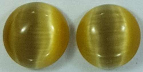 TAUPE CATS EYE ROUND CABOCHON PAIR  - 6mm