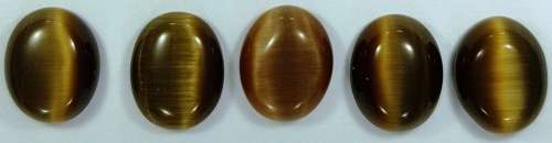 WALNUT BROWN CATS EYE OVAL CABOCHONS - 10x8mm - 5 PIECE LOT - SOLD TOGETHER