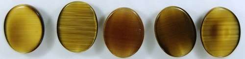 WALNUT BROWN CATS EYE OVAL CABOCHONS - 10x8mm - 5 PIECE LOT - SOLD TOGETHER