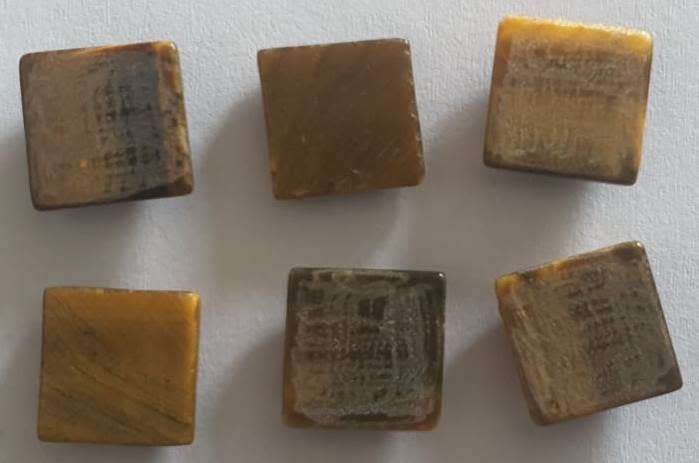 NATURAL GOLD TIGERS EYE SQUARE CABOCHONS - 6 PIECES - 12x12 mm