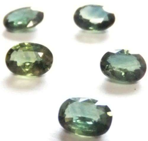 NATURAL GREEN SAPPHIRES - 5 PIECE LOT - 6x4mm OVALS