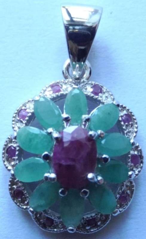 GENUINE RUBY & EMERALD PENDANT