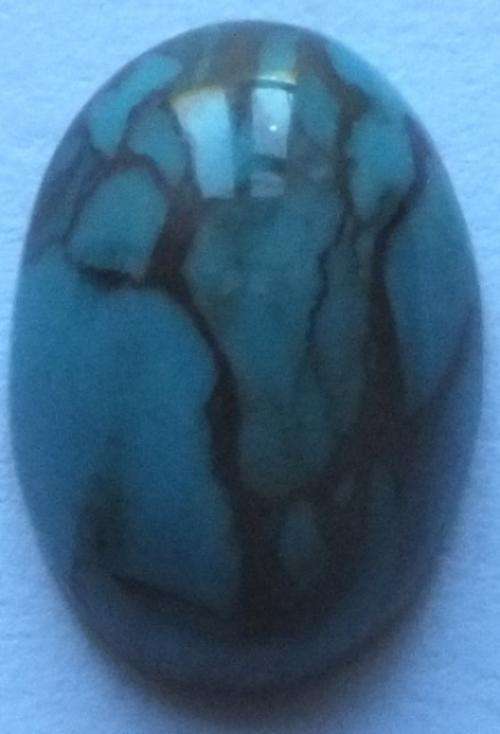 BLUE "DRAGON'S BLOOD" MARBLE OVAL CABOCHON - 18 x 13 mm