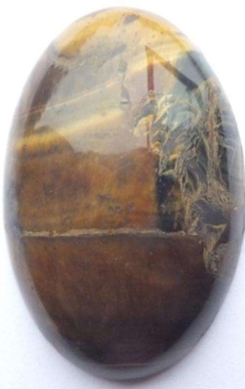HUGE NATURAL GOLD TIGERS EYE CABOCHON - 45 x 30 mm