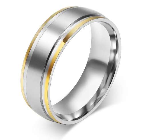 18K gold plated rings 316L Stainless Steel rings for men engagement, wedding classic jewelry.