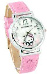 Hello Kitty Shell Dial Plate Leather Band Quartz Watch (Pink)