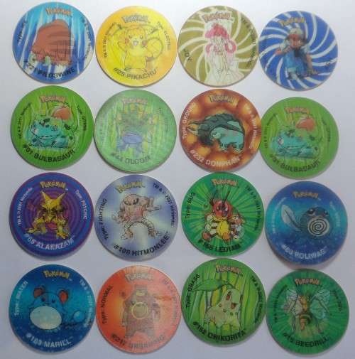 Sixteen Different 3-D Pokémon Tazos (Collection 5 of 10 collections currently on auction)