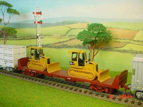 HO SAR DZ Wagon with Dropsides removed including 2 New HO Cat Bulldozers