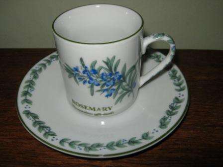 ESPRESSO CUP & SAUCER WITH ROSEMARY DESIGN 3 AVAILABLE~ NO CHIPS OR CRACKSHAVE A LOOK!!!