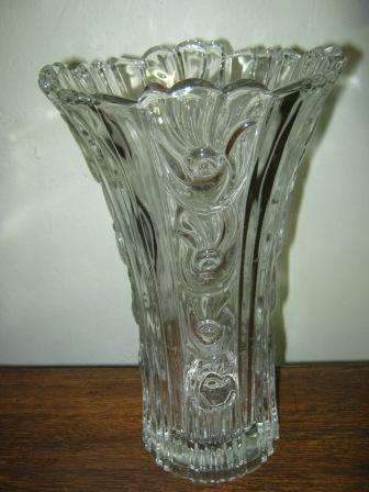 BEAUTIFUL GLASS VASE WITH EMBOSSED FLORAL DESIGN~ NO CHIPS OR CRACKS~HAVE A LOOK!!!