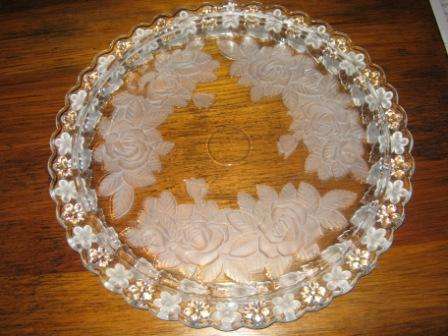 FANTASTIC  GLASS PLATE WITH  EMBOSSED  GLASS ROSE DESIGN ~NO CHIPS OR CRACKS~HAVE A LOOK!!!