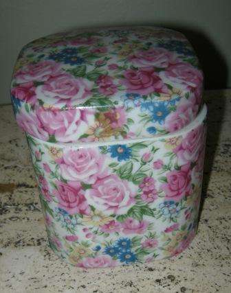 ROSE DECORATED CANISTER  NO CHIPS OR CRACKS ~HAVE A LOOK