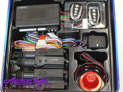 Universal Central Locking Kit With Alarm + Engine Start CODE:HSO199 - remote arm/disarm - auto secur