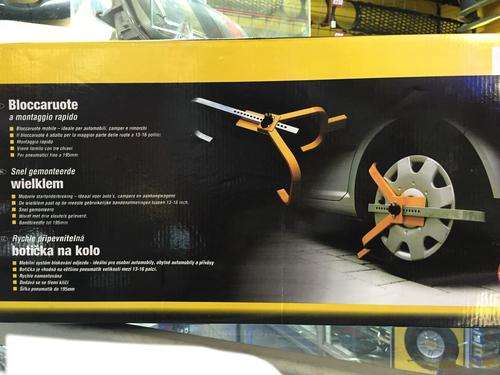Vehicle Wheel clamp, wheel lock, prevent unwanted illegal parking, clip on clip off device with key Automobile wheel clamp universal fits anywhere and is portable can also be used as an anti theft device