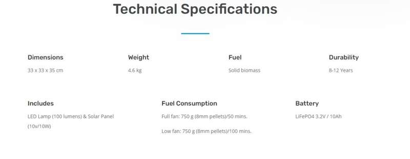 Stove- Ultra-Clean Biomass Cooking and HeatingACE1 (with USB Light and Solar Panel)+5KG Bio Pellets