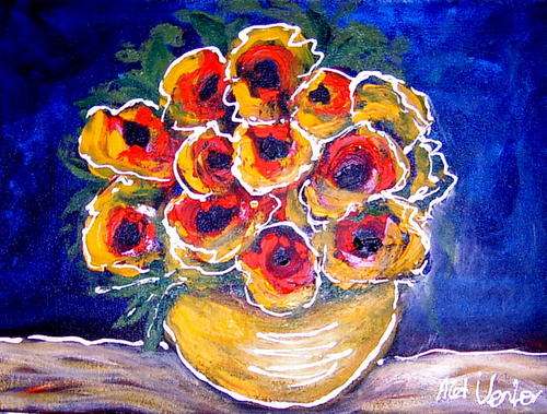 BLOMME 1-   OIL ON CANVAS ON BOARD, 40 x 30cm  -   BY ALET VENTER
