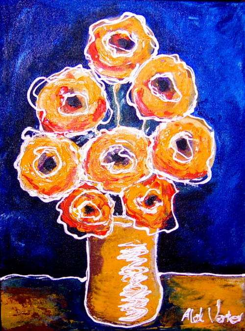 FLOWERS 2 -   OIL ON CANVAS ON BOARD, 30x 40cm  -   BY ALET VENTER
