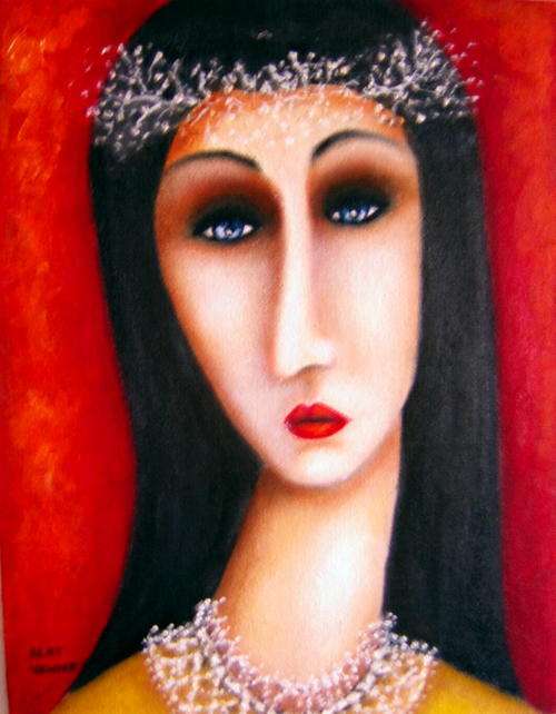 LADY 4, OIL ON CANVAS ON BOARD, 31.5 x 23.5cm -  BY ALET VENTER