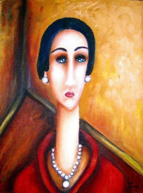 LADY 5 -   OIL ON CANVAS ON BOARD, 27 x 31cm  -   BY ALET VENTER