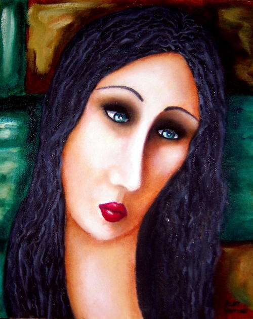 LADY 3, OIL ON CANVAS ON BOARD, 27.5 x 30.5cm -  BY ALET VENTER