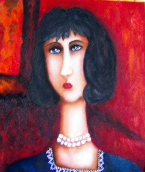 LADY 2 -   OIL ON CANVAS ON BOARD, 27 x 31cm  -   BY ALET VENTER