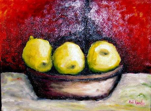 TREE LEMONS 400 x 300mm, Acrylic on canvas on board -   BY ALET VENTER