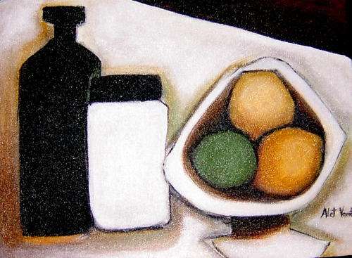 STILL-LIFE 1 , 300 x 400  x 25mm, Acrylic on blocked stretched canvas  -   BY ALET VENTER