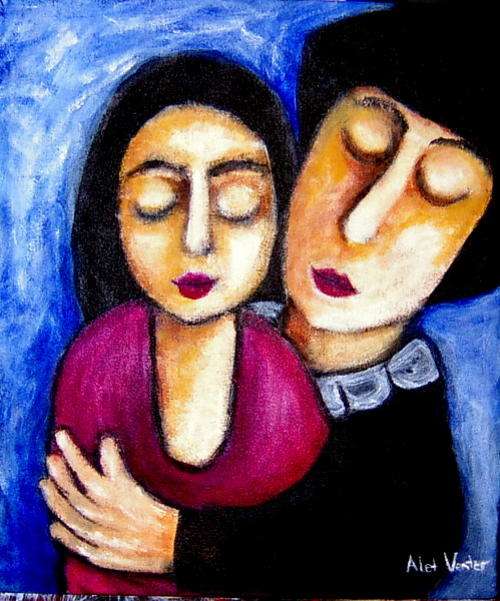MOTHER AND CHILD 300 x 350  x 25mm, Acrylic on blocked stretched canvas  -   BY ALET VENTER