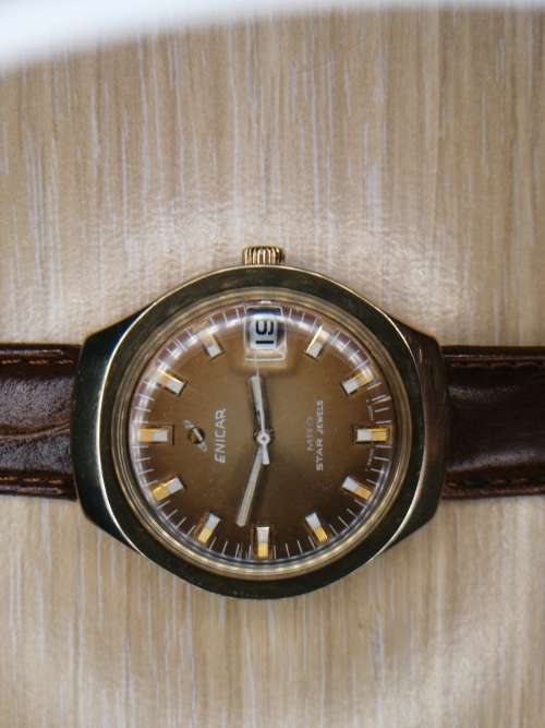 Crazy R1 start Vintage Enicar Mro star jews mens watch wind up RARE