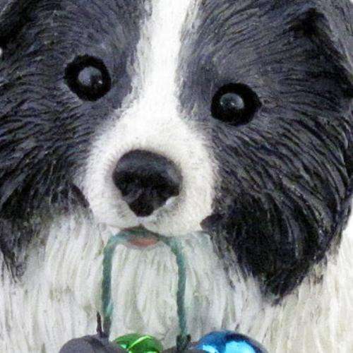 Handcast Handpainted Border Collie Sculpt Ornament