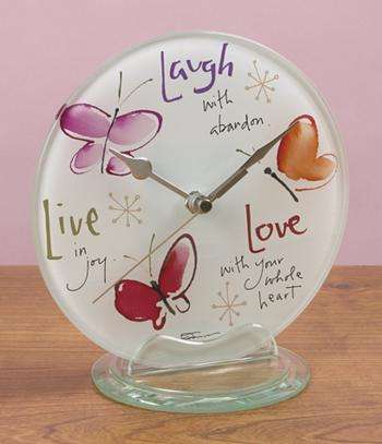 Live, Laugh, Love GLASS Clock / Kathy Davis Artwork